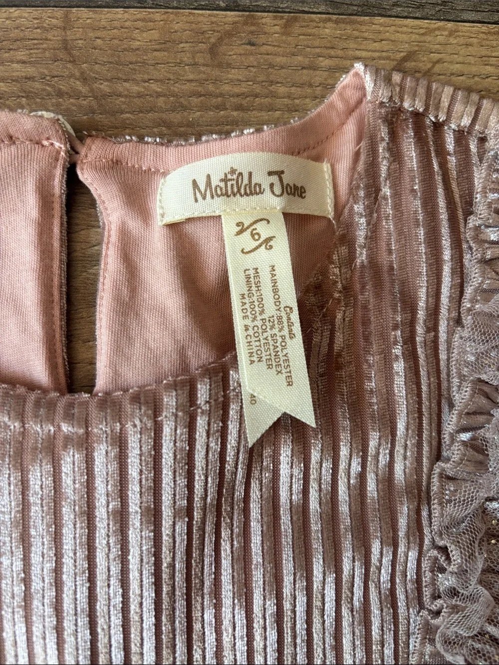 Matilda Jane Pink Velvet Tulle Dress size 6